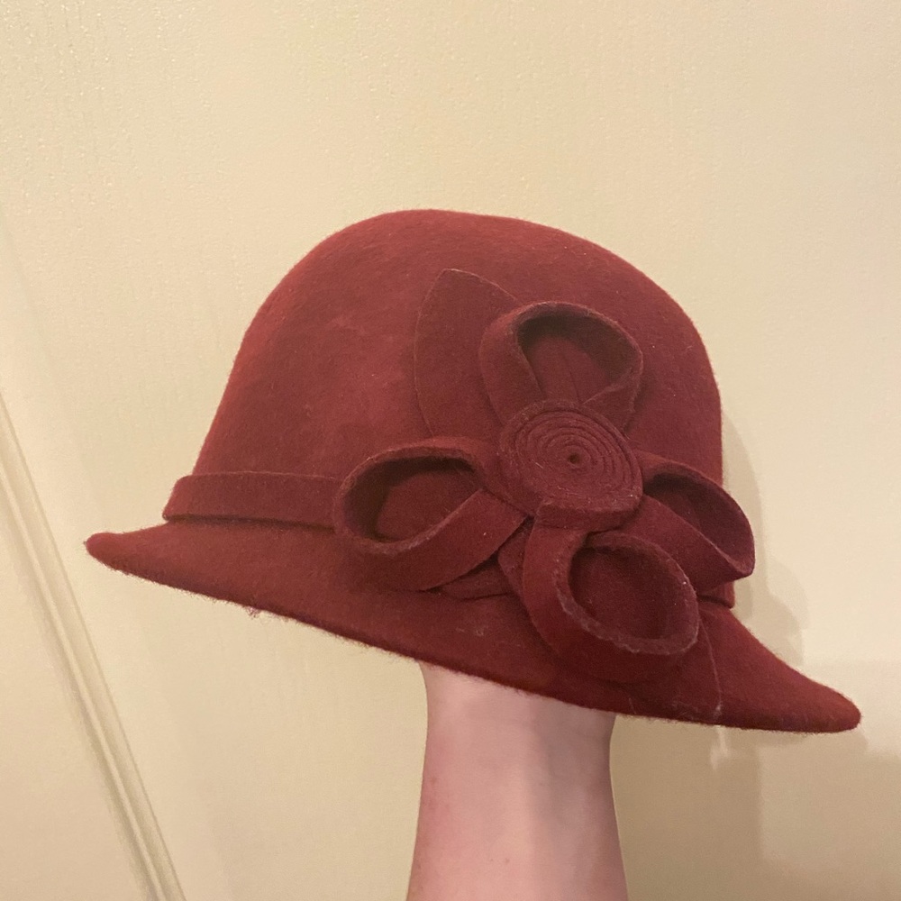 Maroon flower hat